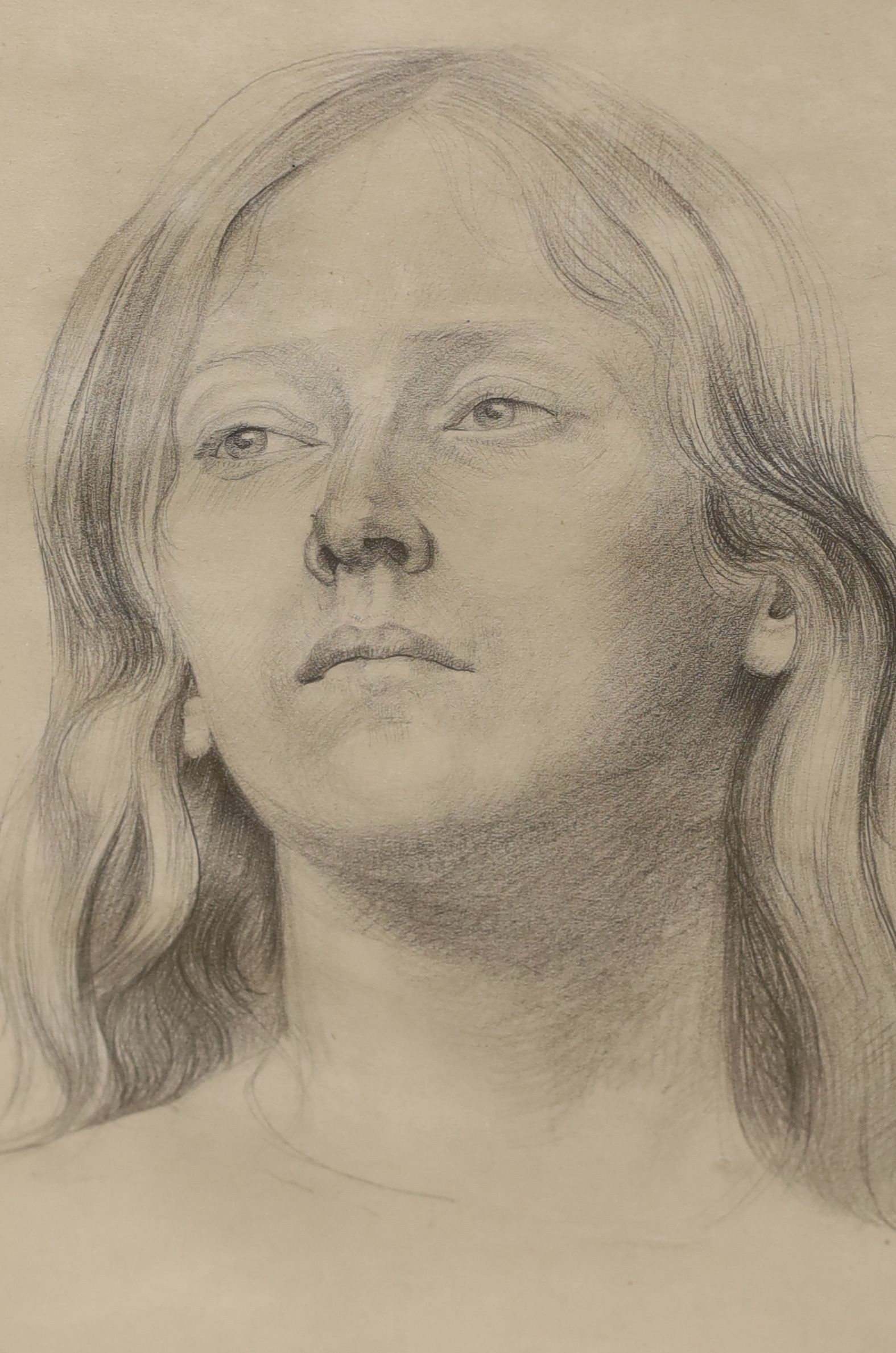 Marjorie M Sankey, three pencil and coloured chalk portraits of women, inscribed verso, largest 27 x 18cm